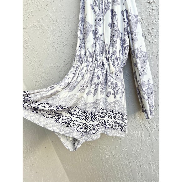 The Jetset Diaries Paisley Slit Sleeve Infinity Romper White/purple Womens Sz XS - Picture 6 of 10